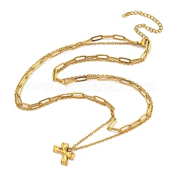 Colliers avec pendentif en forme de nœud papillon en acier inoxydable 304&nbsp;NJEW-L182-001G-02