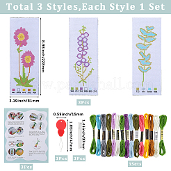 3 Beutel 3 Stile Baumwolle Kunststoff Eisen Hand Stickerei Lesezeichen Kits&nbsp;AJEW-CY0001-54