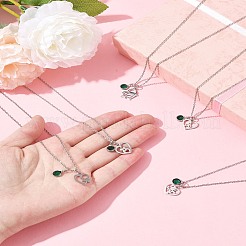 San Valentino 304 acciaio inossidabile e vetro verde delfino ciondolo a forma di cuore collane a catena per le donne&nbsp;NJEW-FS00014-03