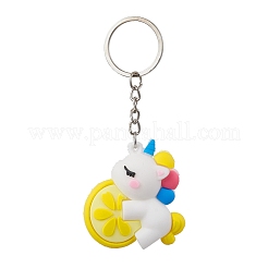 2 Stück 2 Stile Cartoon-Einhorn-Schlüsselanhänger aus PVC-Kunststoff&nbsp;KEYC-JKC00675