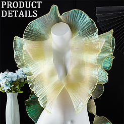 Ruban de garniture en dentelle plissée en polyester couleur sirène&nbsp;DIY-WH0419-44A