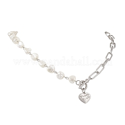 Colliers pendentifs en acier inoxydable 201 avec pendentif cœur « merci »&nbsp;NJEW-JN05704