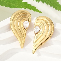 Boucles d'oreilles à tige en acier inoxydable 304 avec strass&nbsp;EJEW-U046-02G
