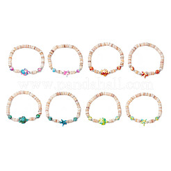 Bracelets en perles de coquillages d'eau douce naturelles avec tortues de mer et étoiles de mer&nbsp;BJEW-JB11884