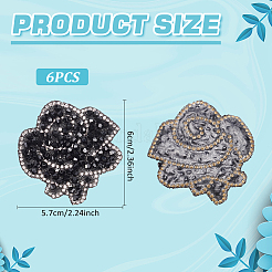 6 Stück Harz-Strass-Pailletten-Stickerei in Blumenform&nbsp;PATC-MA0001-09