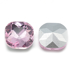 Cabochons en verre avec strass de dos avec point&nbsp;RGLA-T032-12x12mm-03