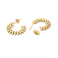 Boucles d'oreilles à tige en acier inoxydable 304 plaqué ion (IP) en forme de feuille d'olivier&nbsp;EJEW-A076-01G