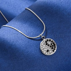 Collar de cadena de serpiente redonda con colgante de Yin-Yang&nbsp;NJEW-Z044-12P