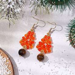 Pendientes colgantes de ojo de tigre naturales&nbsp;EJEW-MZ00276-04