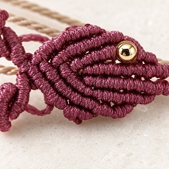 Conjunto de pulsera ajustable de eslabones de peces con cordón encerado trenzado y cuentas de latón para mujer.&nbsp;XU5174-1