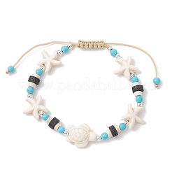 Braccialetti intrecciati con perline turchesi sintetiche per uomo e donna&nbsp;BJEW-JB11993-01