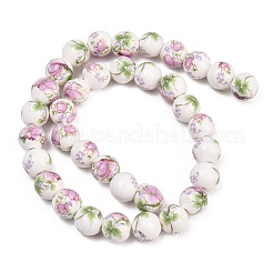 Fatti a mano fiore di porcellana stampato branelli di ceramica fili&nbsp;PORC-M007-10mm-07