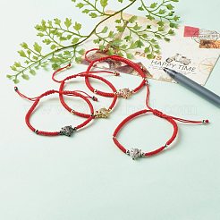Bracelet de perles tressées en laiton léopard micro pavé de zircons cubiques pour adolescente femme&nbsp;BJEW-JB06981