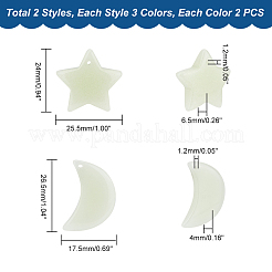 12 pz 6 stili di ciondoli in pietra luminosa sintetica&nbsp;G-GA0001-64B