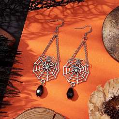 Ohrringe aus Spinnenlegierung mit Halloween-Motiv&nbsp;EJEW-JE06073