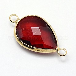 Connecteurs de liens en forme de larme en verre en laiton doré&nbsp;GLAA-J010A-HF03-G