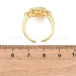 Religiöse Messing-Manschettenringe mit Mikropavé-Fassung und Zirkonia-Steinen&nbsp;RJEW-F204-06G