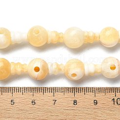 Brins de perles de gourou à 3 trou en jade jaune naturel&nbsp;G-K149-50