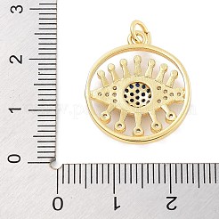 Ciondolo in zirconia cubica micro pavé in ottone placcato con occhio malvagio&nbsp;KK-Z071-69G-01
