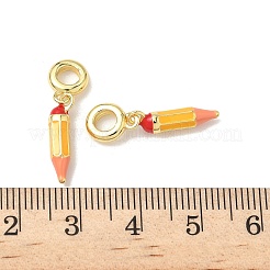 Messing Gold Emaille Bleistift europäischen Anhänger Charms&nbsp;KK-K293-74G