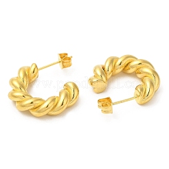 Pendientes de botón con forma de cadena de cuerda de acero inoxidable 304 con revestimiento iónico (IP)&nbsp;EJEW-B026-04G