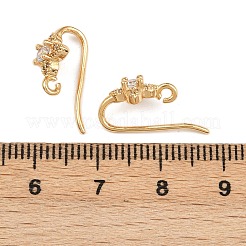 Ohrhaken aus Messing mit Mikropflaster und klaren Zirkonia-Blumen&nbsp;KK-A274-08G