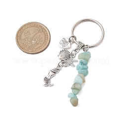 Alliage avec porte-clés thème marin amazonite fleur&nbsp;KEYC-JKC00848-02