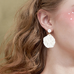 2 par de pendientes colgantes con forma de concha de resina de 2 colores con cuentas de perlas de imitación&nbsp;EJEW-AN0002-62