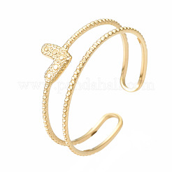 Offener Manschettenring aus 304 Edelstahl mit Herz-Wickeldesign&nbsp;RJEW-T023-73G