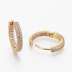 Messing Micro Pave klare Zirkonia Huggie Creolen&nbsp;EJEW-L231-38G