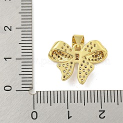 Pendenti in ottone con zirconi trasparenti con placcatura a cremagliera bowknot&nbsp;KK-Z053-14G-03