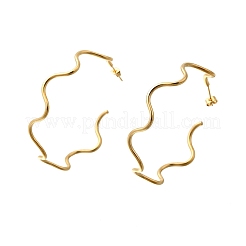 Orecchini a bottone in acciaio inossidabile 304 a forma di C ondulata&nbsp;EJEW-A129-02G