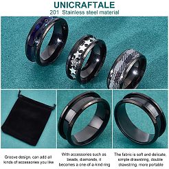 10 Stück geriffelte Fingerringfassungen aus Edelstahl&nbsp;STAS-UN0039-22D