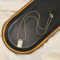 Colliers pendentifs croix en laiton pavé de coquillages rectangulaires médaille Saint Benoît pour femmes&nbsp;NJEW-Z053-01G-02