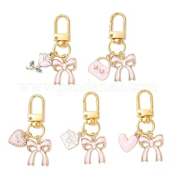 5 pendentif décoratif en alliage émaillé en forme de nœud papillon pour la Saint-Valentin&nbsp;HJEW-JM04471