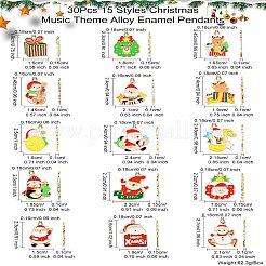 30 Uds. Colgantes de esmalte de aleación con tema musical navideño de 15 estilos&nbsp;FIND-CJ0002-53