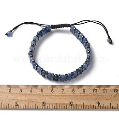 Bracciali regolabili con perline intrecciate in avventurina blu naturale ed ematite sintetica&nbsp;BJEW-H626-01-01