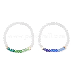 2 Stück dehnbares Armband aus galvanisierten Glas- und Messingperlen für Damen&nbsp;BJEW-JB13162