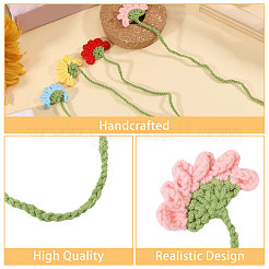 5 segnalibro da appendere in lana all'uncinetto con fiori e cuori in 5 colori&nbsp;AJEW-GL0003-55
