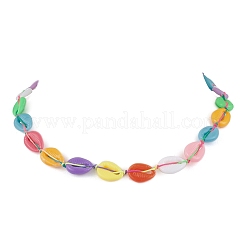 Collane regolabili con perline intrecciate a forma di conchiglia di ciprea in plastica opaca estiva&nbsp;NJEW-JN05178