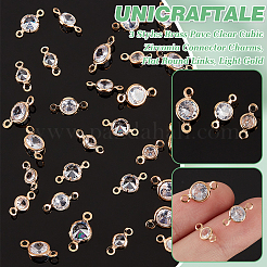60 pièces 3 styles en laiton pavé clair connecteur de zircone cubique breloques&nbsp;FIND-UN0004-42