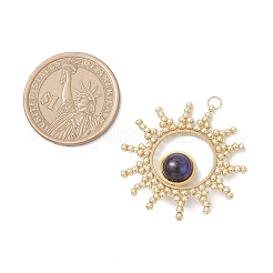 Œil de tigre naturel rond teinté avec pendentifs soleil en perles de verre&nbsp;PALLOY-MZ01082-03