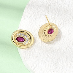 Pendientes de tuerca de circonio cúbico con micro pave de latón&nbsp;EJEW-G471-13G-06