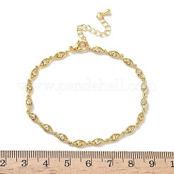 Messing-Mikropflaster-Armbänder mit klaren Zirkonia-Augengliedern für Damen&nbsp;BJEW-G764-09G