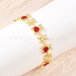Armbänder aus Messing mit Mikropavé-Fassung und Zirkonia-Gliederkette für Damen&nbsp;BJEW-K248-05G-06