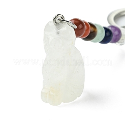Porte-clés en cristal de quartz naturel chat&nbsp;KEYC-F040-11B