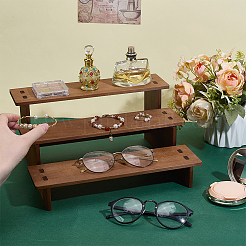 Expositor de madera de pino de 3 nivel para cosméticos&nbsp;DJEW-WH0816-004C
