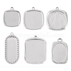 6 pièce 6 styles de pendentifs cabochons en acier inoxydable 304&nbsp;STAS-TA0005-71P