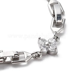 Edle geschenkideen für dame platiniertes messing mikropflaster zirkonia cz blumengliedkettenarmbänder&nbsp;BJEW-L471-01