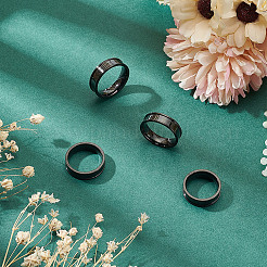 4 Stück 4 Arten Edelstahl gerillte Fingerring Einstellungen&nbsp;STAS-LP0001-43EB-04